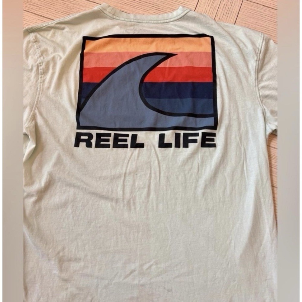 Reel Life Lt Green Cotton XL Short Sleeve T‎ Shirt Outdoor Fishing Lightweight